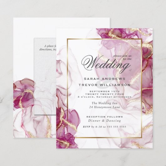 Budget Wedding Gold Jazz Berry Crimson Abstract (Voorkant / Achterkant)