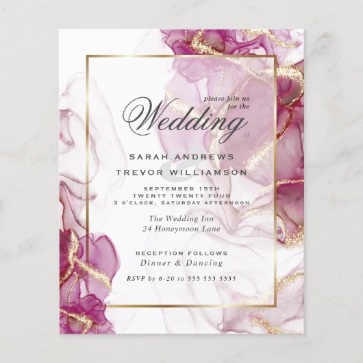 Budget Wedding Gold Jazz Berry Crimson Abstract (Voorkant)