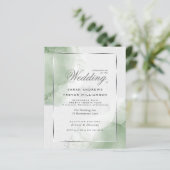 Budget Wedding Gold Muted Sage Green Uitnodiging (Staand voorkant)