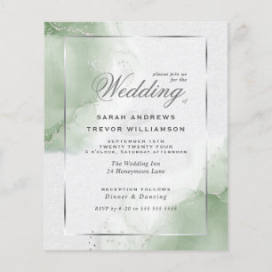 Budget Wedding Gold Muted Sage Green Uitnodiging