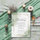 Budget Wedding Gold Muted Sage Green Uitnodiging