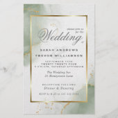 Budget Wedding Gold Muted Sage Green Uitnodiging (Voorkant)