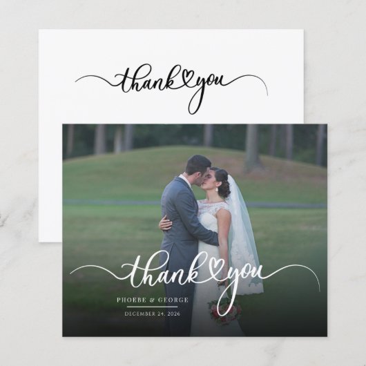 Budget Wedding Hand-Lettered Foto Hartelijk dank (Voorkant / Achterkant)