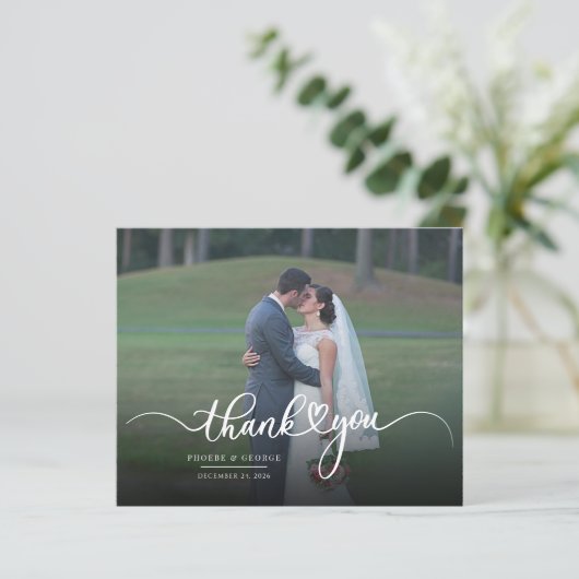 Budget Wedding Hand-Lettered Foto Hartelijk dank (Staand voorkant)