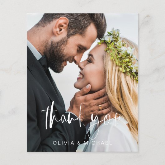 Budget Wedding Handwrite Bedankt 2 Foto's Flyer (Voorkant)