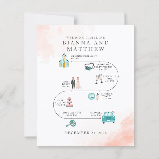 Budget Wedding Icons Itinerary Elegant Programme (Voorkant)