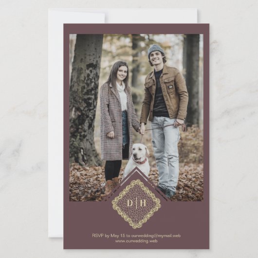 Budget Wedding Initials 2 Photos Lace Elegant (Achterkant)