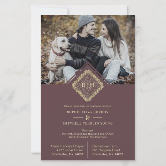 Budget Wedding Initials 2 Photos Lace Elegant (Voorkant)