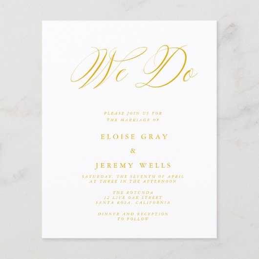 Budget Wedding Invitation Flyer (Voorkant)