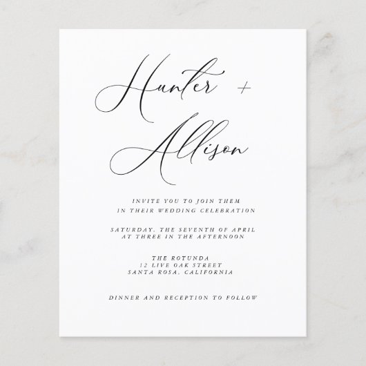 Budget Wedding Invitation Flyer (Voorkant)