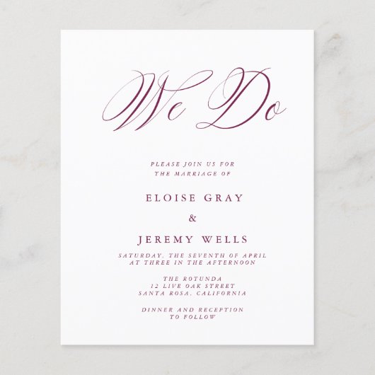 Budget Wedding Invitation Flyer (Voorkant)