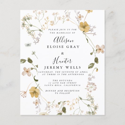 Budget Wedding Invitation Flyer (Voorkant)