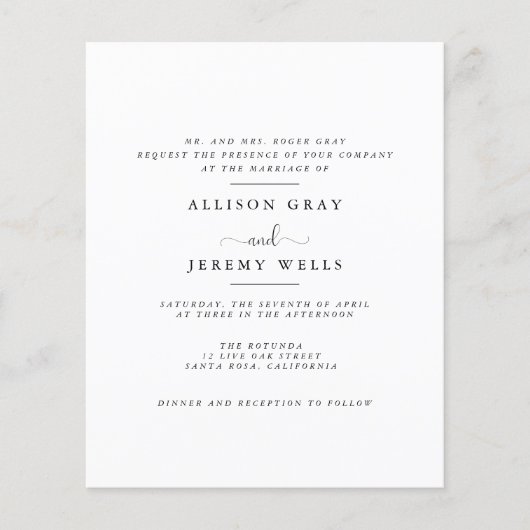 Budget Wedding Invitation Flyer (Voorkant)