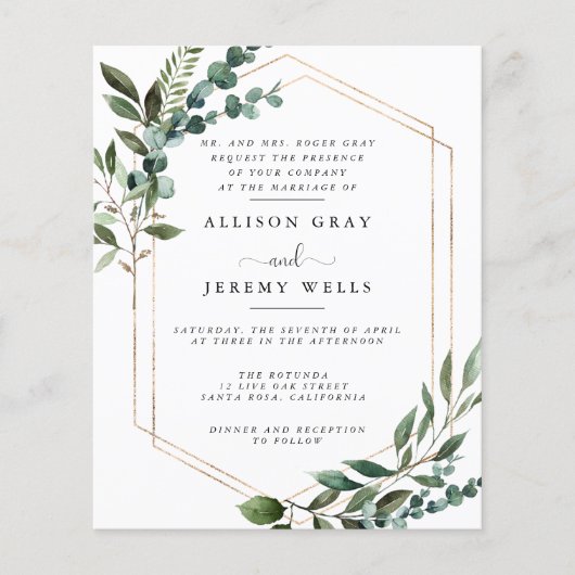 Budget Wedding Invitation Flyer (Voorkant)