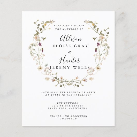 Budget Wedding Invitation Flyer (Voorkant)