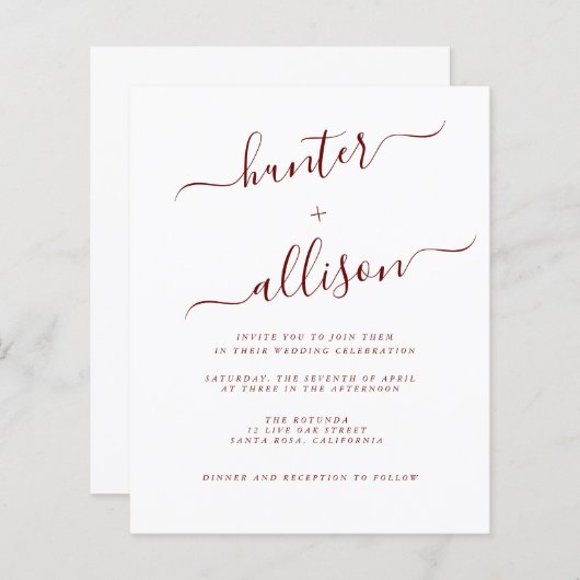 Budget Wedding Invitation Flyer (Voorkant / Achterkant)