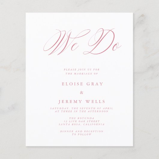 Budget Wedding Invitation Flyer (Voorkant)