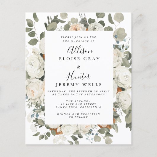Budget Wedding Invitation Flyer (Voorkant)