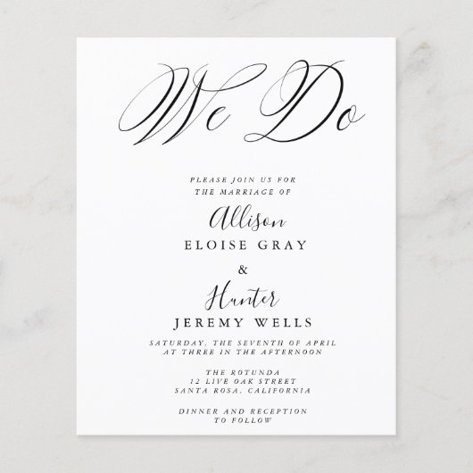 Budget Wedding Invitation Flyer (Voorkant)