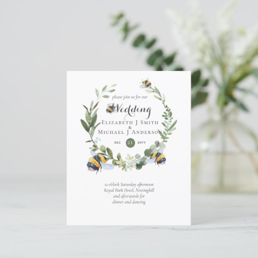 Budget Wedding Invitation Greenery Natuur Lovers (Staand voorkant)