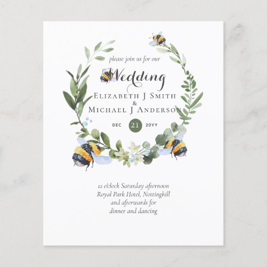 Budget Wedding Invitation Greenery Natuur Lovers (Voorkant)