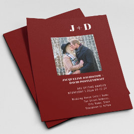 Budget Wedding Invitation Modern Burgundy Foto Flyer