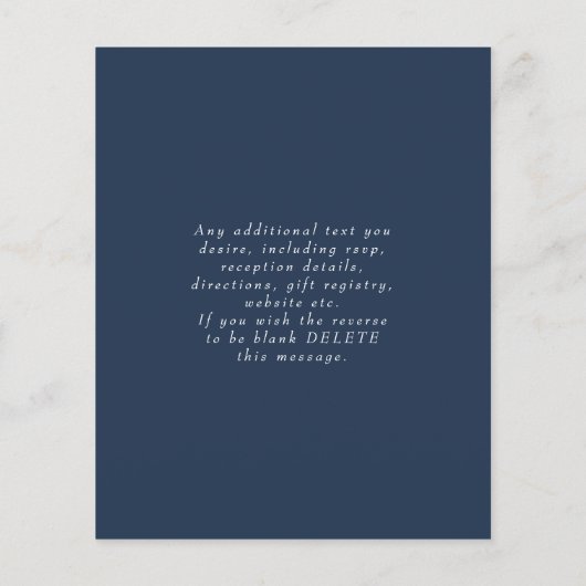Budget Wedding Invitation Modern Navy Blue Foto Flyer (Achterkant)