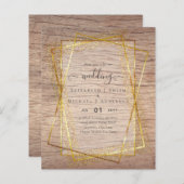 BUDGET WEDDING INVITATIONS Gold Glitter Geometric (Voorkant / Achterkant)