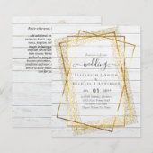 BUDGET WEDDING INVITATIONS Gold Glitter Geometric (Voorkant / Achterkant)