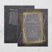 BUDGET WEDDING INVITATIONS Gold Glitter Geometric (Voorkant / Achterkant)