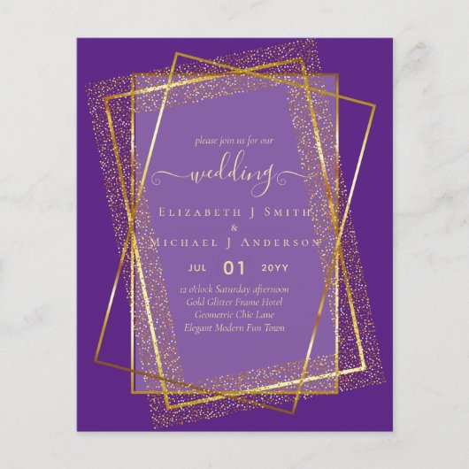 BUDGET WEDDING INVITATIONS Gold Glitter Geometric Flyer (Voorkant)