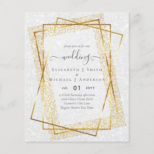 BUDGET WEDDING INVITATIONS Gold Glitter Geometric Flyer (Voorkant)