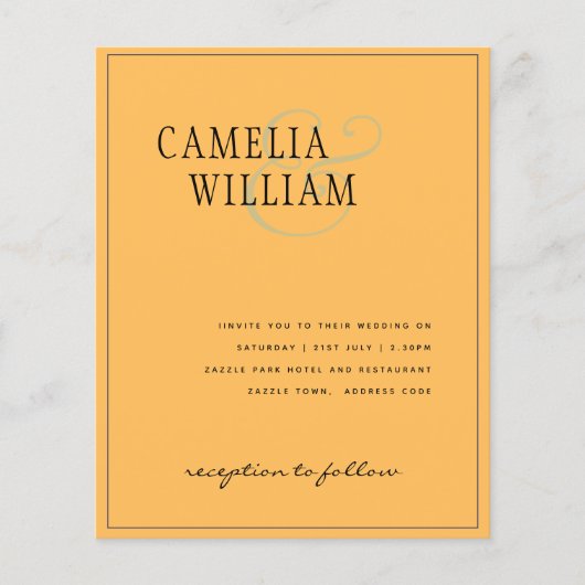 BUDGET WEDDING INVITATIONS Monochroom Veel kleuren Flyer (Voorkant)