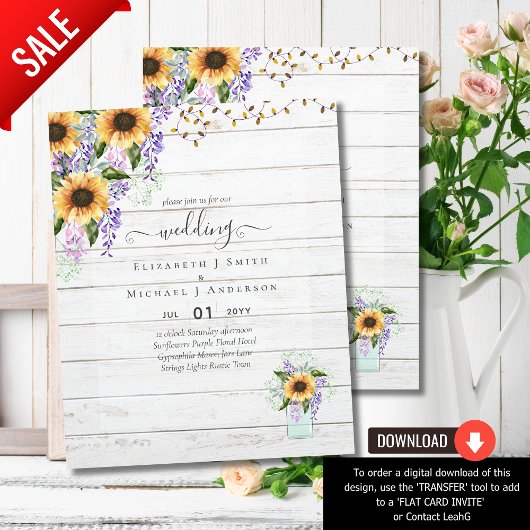 BUDGET WEDDING INVITATIONS Rustige Sunflower CHIC