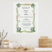 Budget Wedding Invite Rustic foliage Poster (Keuken)