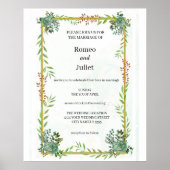 Budget Wedding Invite Rustic foliage Poster (Voorkant)