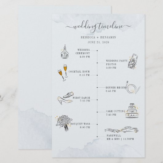 Budget Wedding Itinerary Modern Icons Programme Ka Briefpapier (Voorkant / Achterkant)