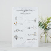 Budget Wedding Itinerary Modern Icons Programme Ka Briefpapier (Staand voorkant)