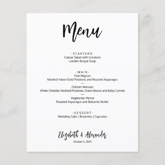 Budget Wedding Menu Flyer (Voorkant)
