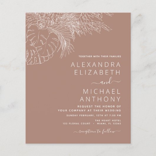 Budget Wedding Pampas Grass Terracotta Flyer (Voorkant)