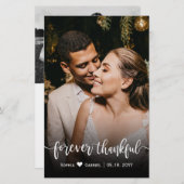 Budget Wedding Photo Forever Thankful Kaart (Voorkant / Achterkant)