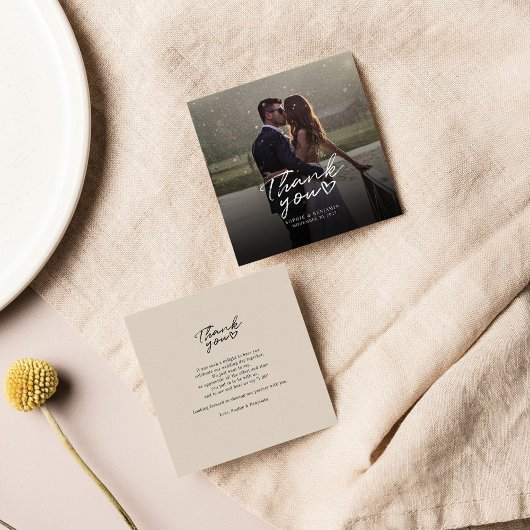 Budget Wedding Photo Hand-Lettered Dank u Notitiekaartje