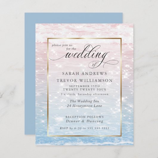 Budget Wedding Pink Shimmering Ocean Waters (Voorkant / Achterkant)