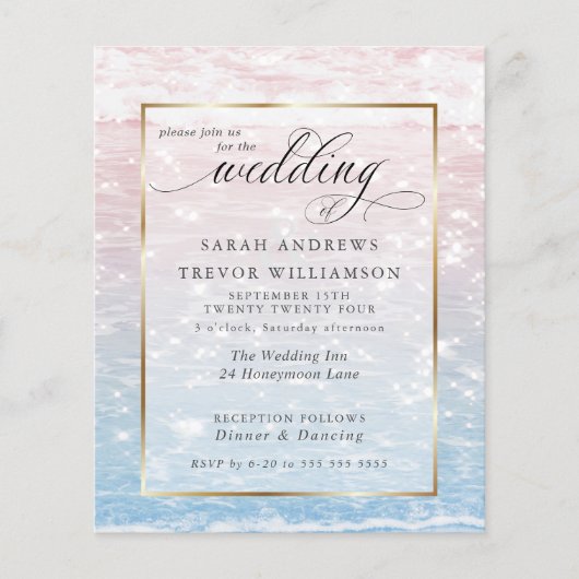 Budget Wedding Pink Shimmering Ocean Waters (Voorkant)