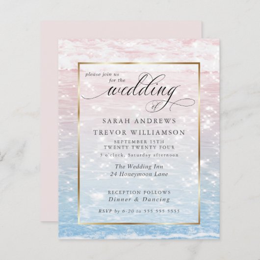 Budget Wedding Pink Shimmering Ocean Waters (Voorkant / Achterkant)