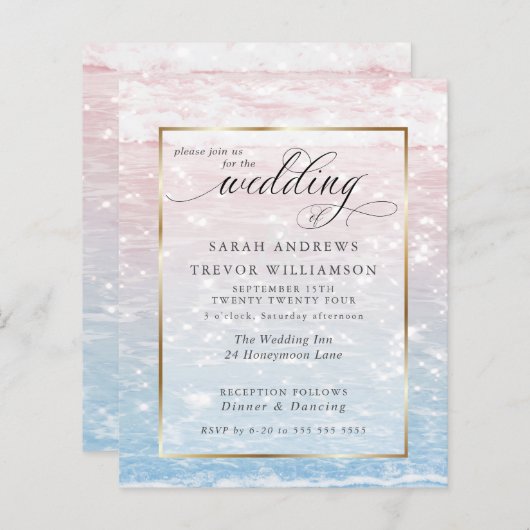 Budget Wedding Pink Shimmering Ocean Waters (Voorkant / Achterkant)