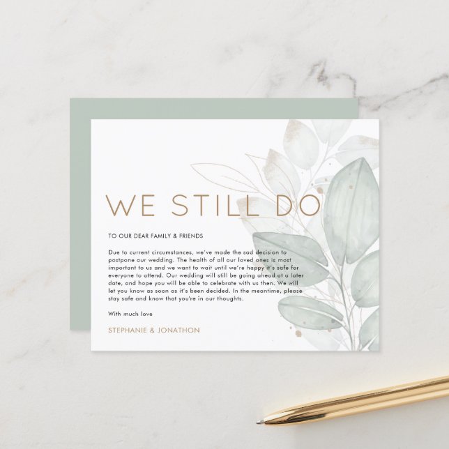 Budget Wedding Postpone We maken nog steeds aankon (Voorkant / Achterkant in situ)