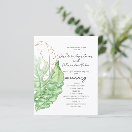 Budget Wedding Program kaart. (Staand voorkant)