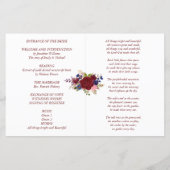 Budget Wedding Programme Burgundy Blue Rozen Flowe (Achterkant)