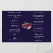 Budget Wedding Programme Burgundy Blue Rozen Flowe (Achterkant)